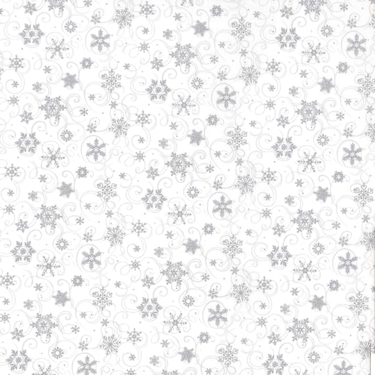 Fabric Traditions Christmas First Snowfall White Glitter Cotton Fabric